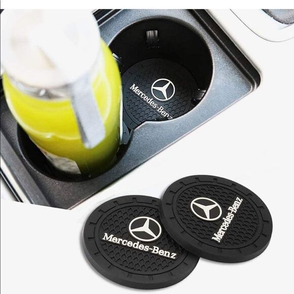 Mercedes Benz cup Coasters in black. Set of 2 NWT - Picture 2 of 10